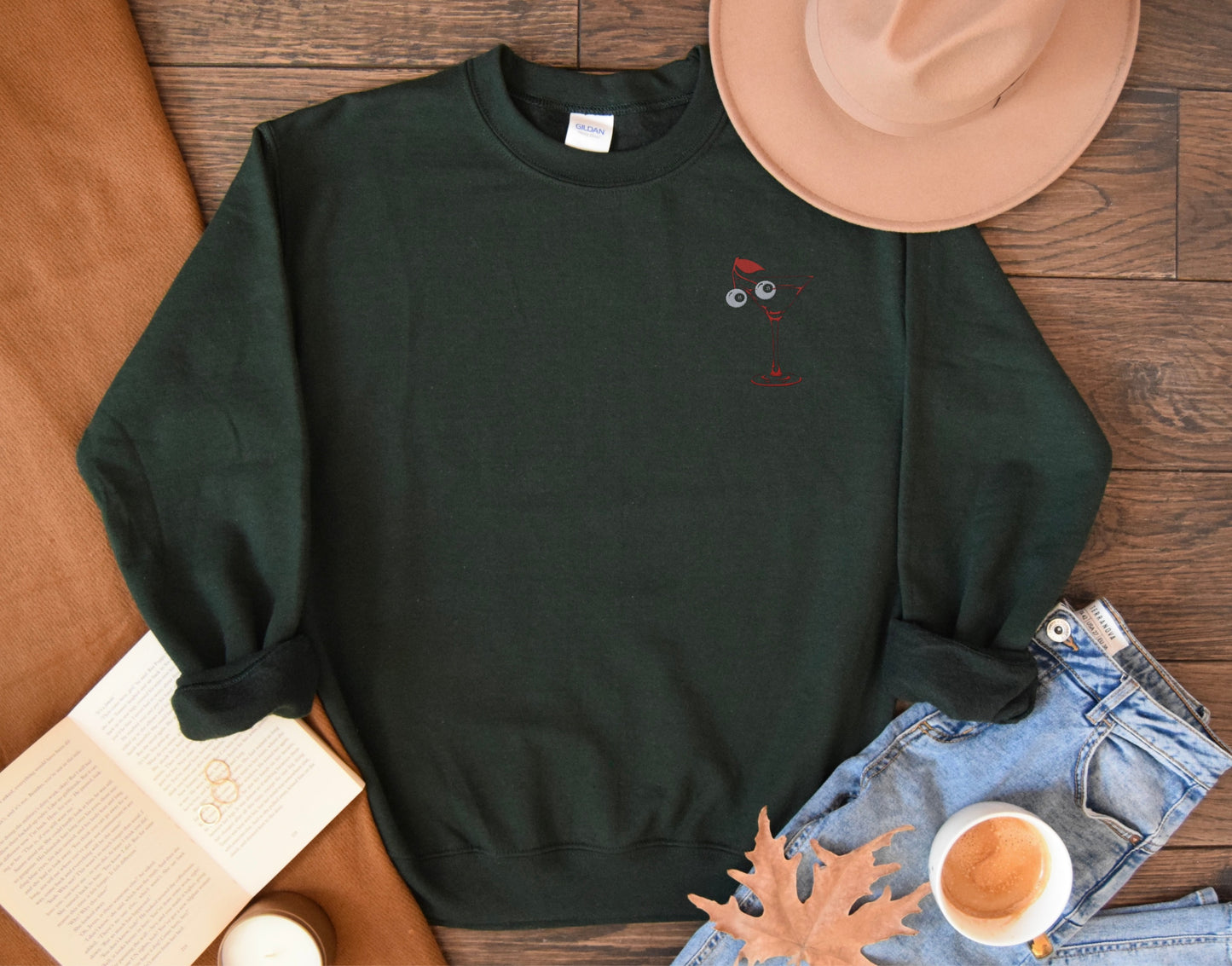 Embroidered Cherry Martini Sweatshirt🍒🍸