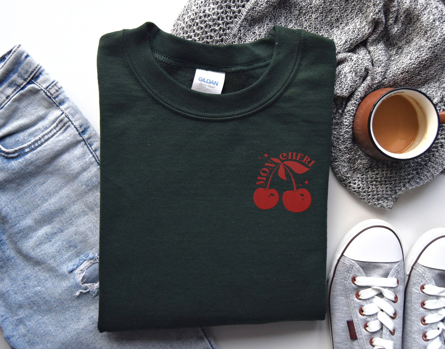 "Mon Chéri" Cherry Embroidered Sweatshirt 🍒