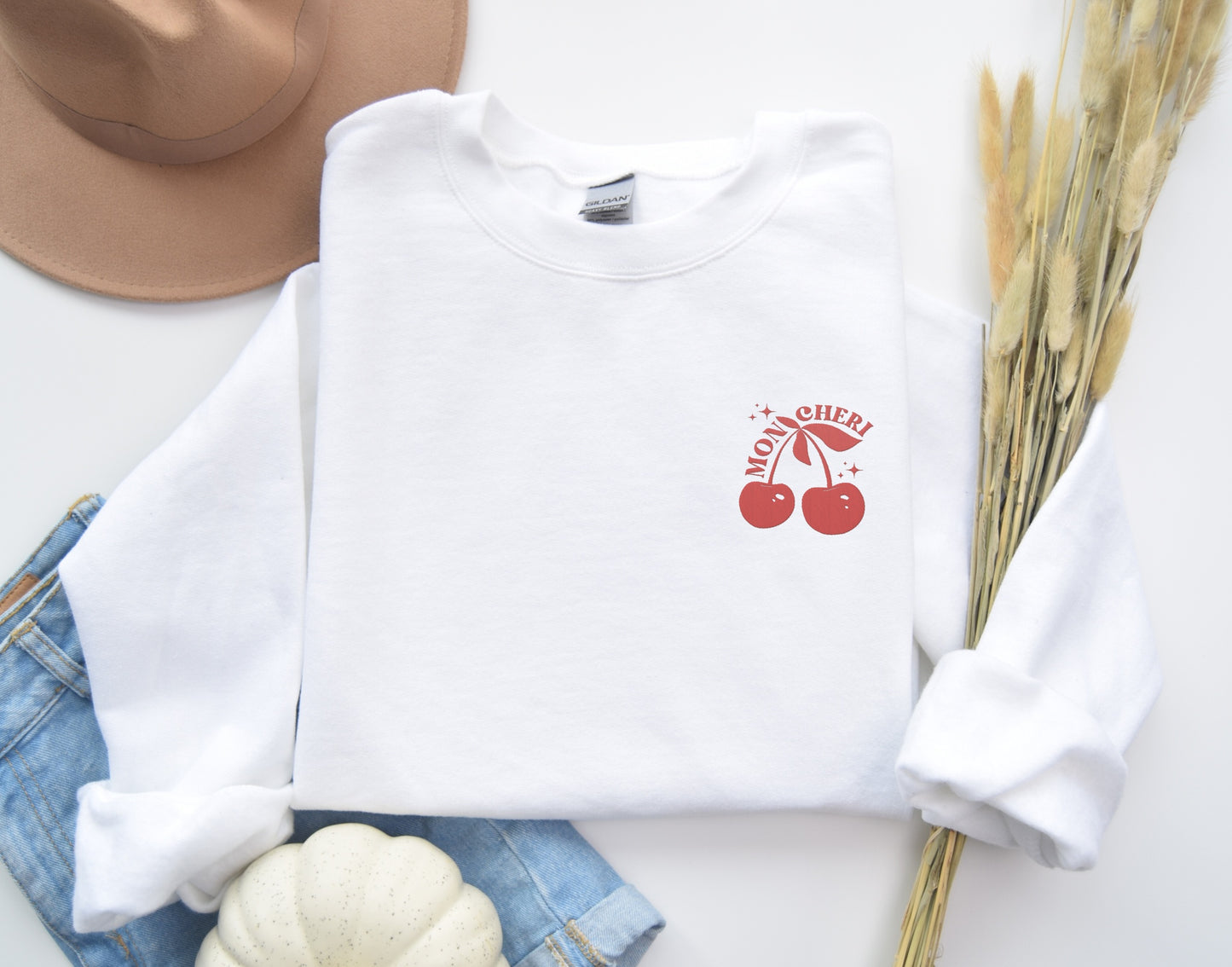 "Mon Chéri" Cherry Embroidered Sweatshirt 🍒