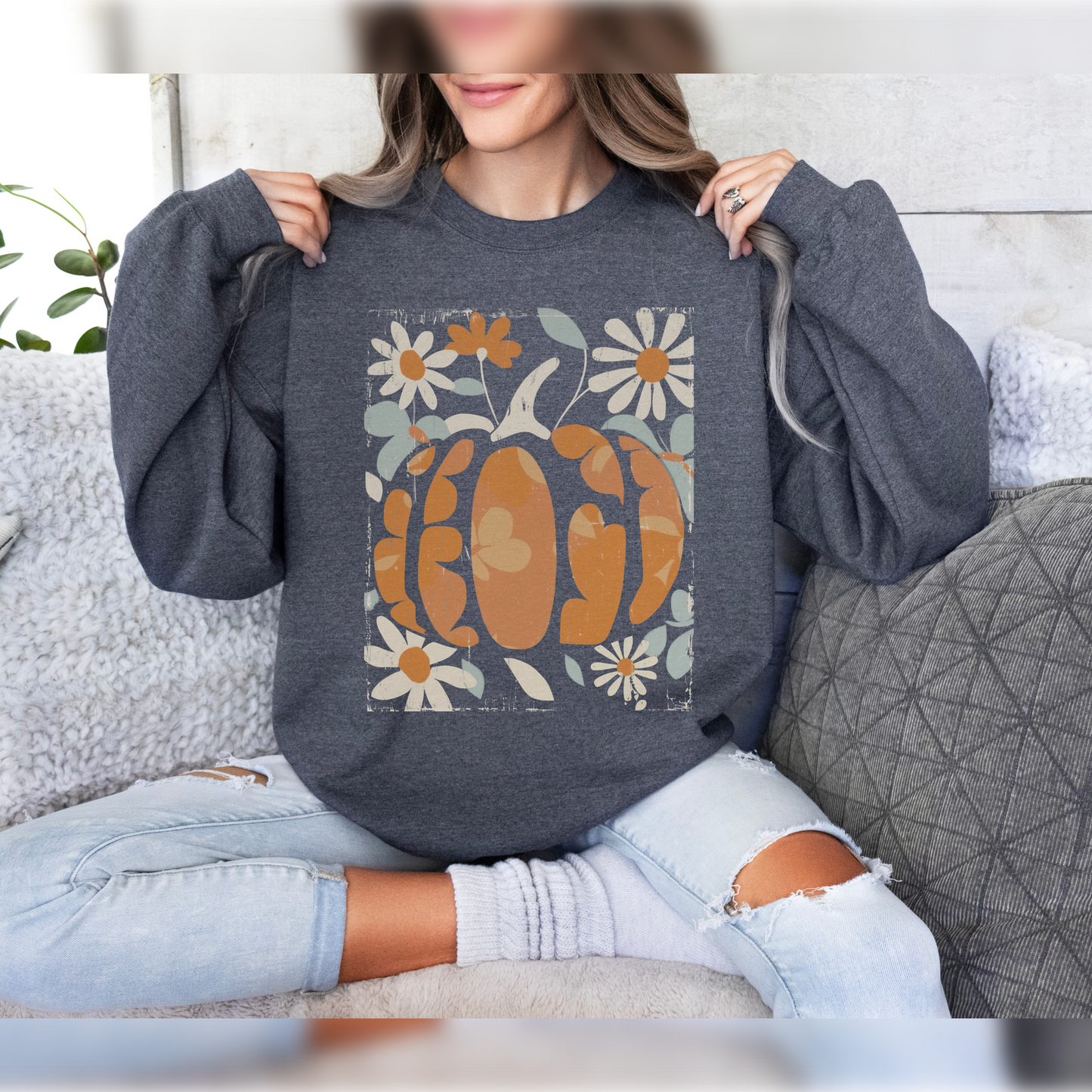 Floral Pumpkin Oversized Crewneck 🌻🍂