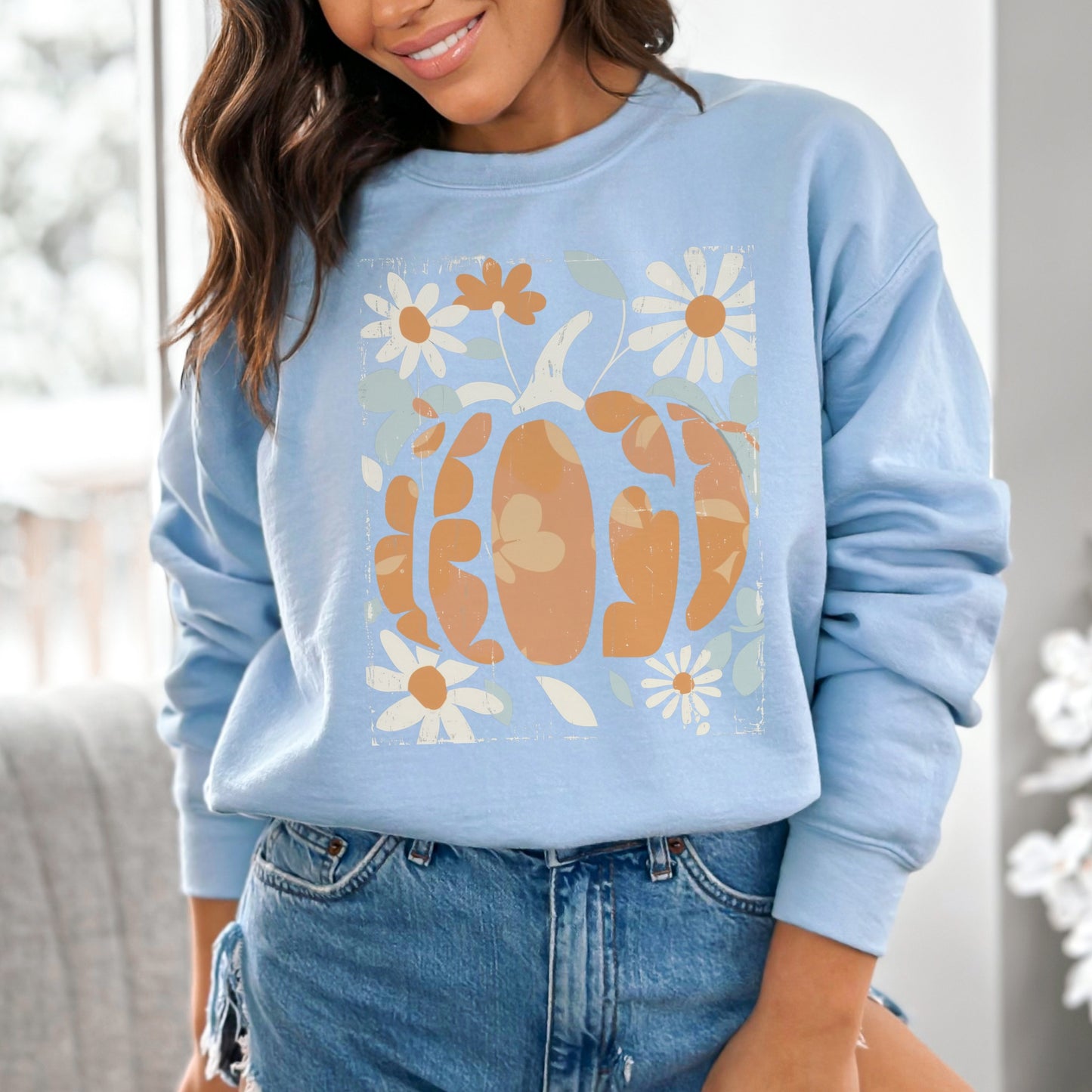 Floral Pumpkin Oversized Crewneck 🌻🍂