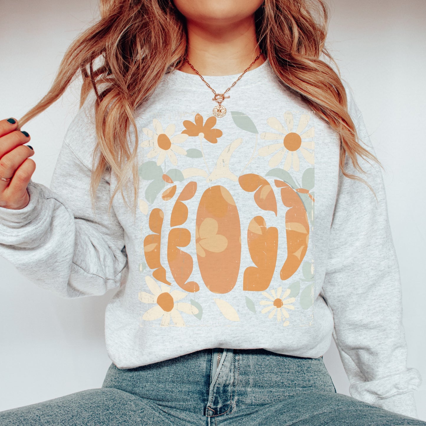 Floral Pumpkin Oversized Crewneck 🌻🍂