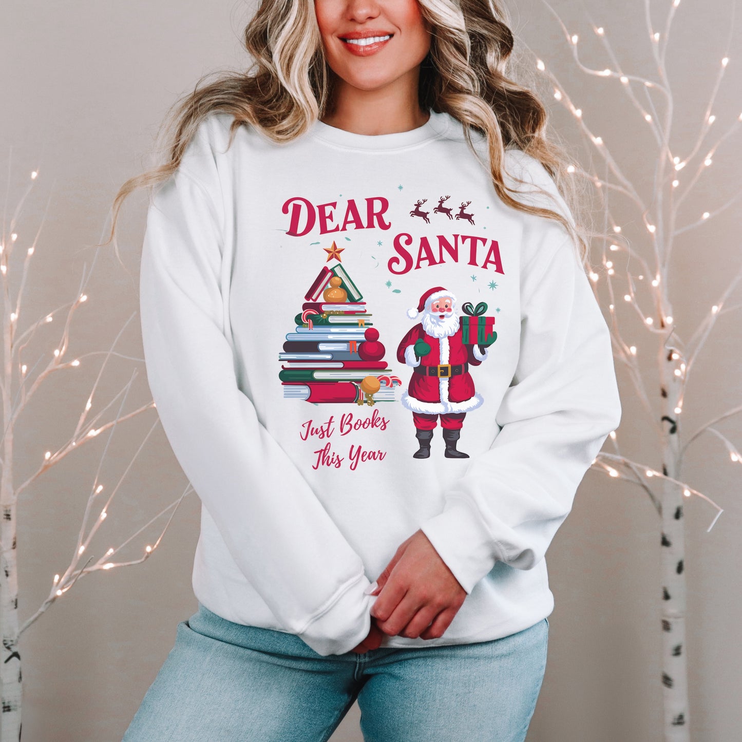 Dear Santa, Just Books This Year Christmas Sweatshirt 📚🎅