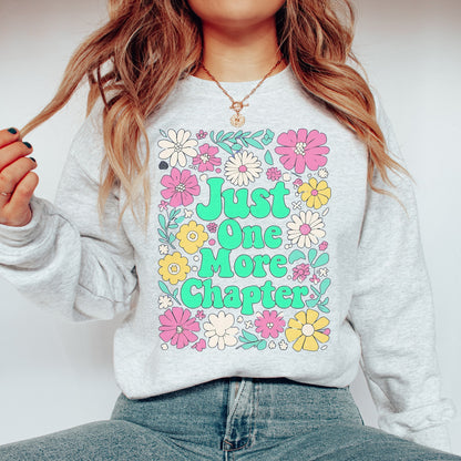 "Just One More Chapter" Floral Bookworm Sweatshirt 📚🌸