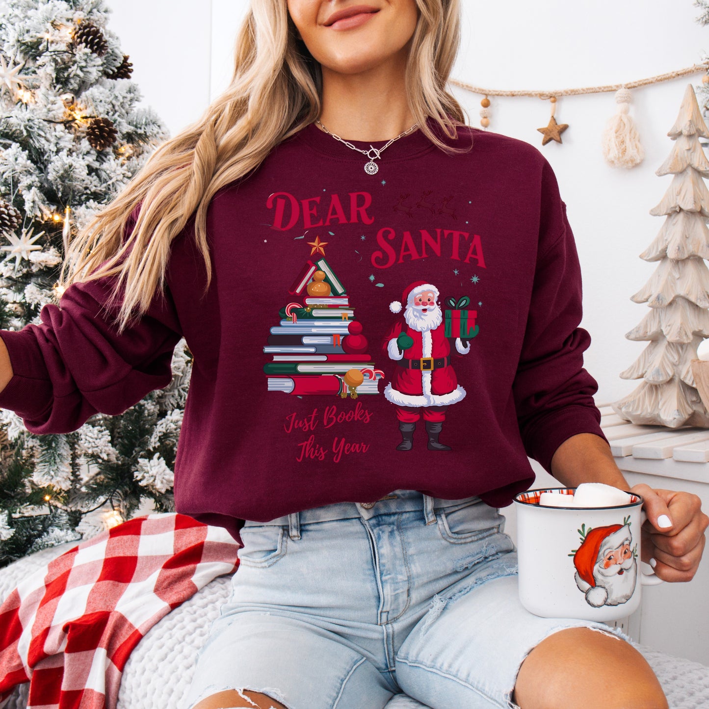 Dear Santa, Just Books This Year Christmas Sweatshirt 📚🎅