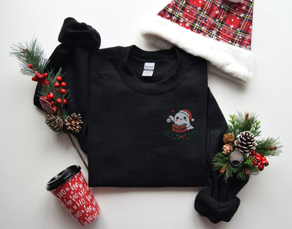 🎄 Cozy Christmas Ghost Embroidered Sweatshirt