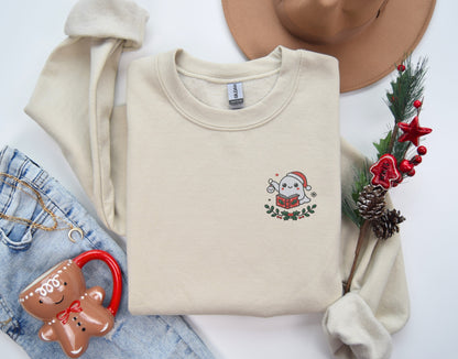 🎄 Cozy Christmas Ghost Embroidered Sweatshirt