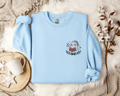 🎄 Cozy Christmas Ghost Embroidered Sweatshirt