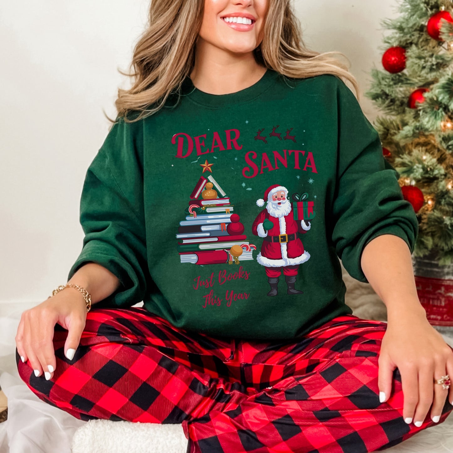 Dear Santa, Just Books This Year Christmas Sweatshirt 📚🎅