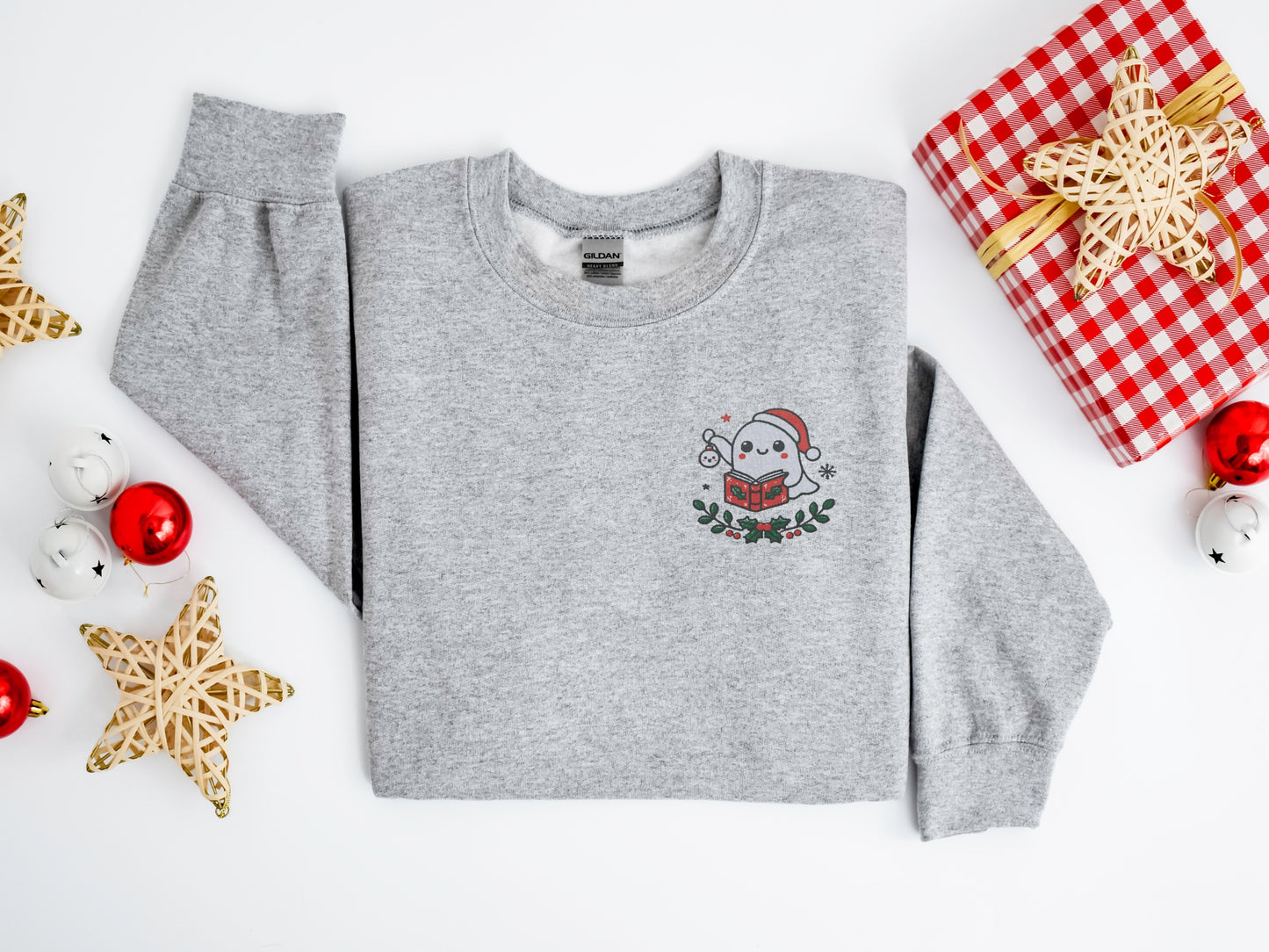 🎄 Cozy Christmas Ghost Embroidered Sweatshirt