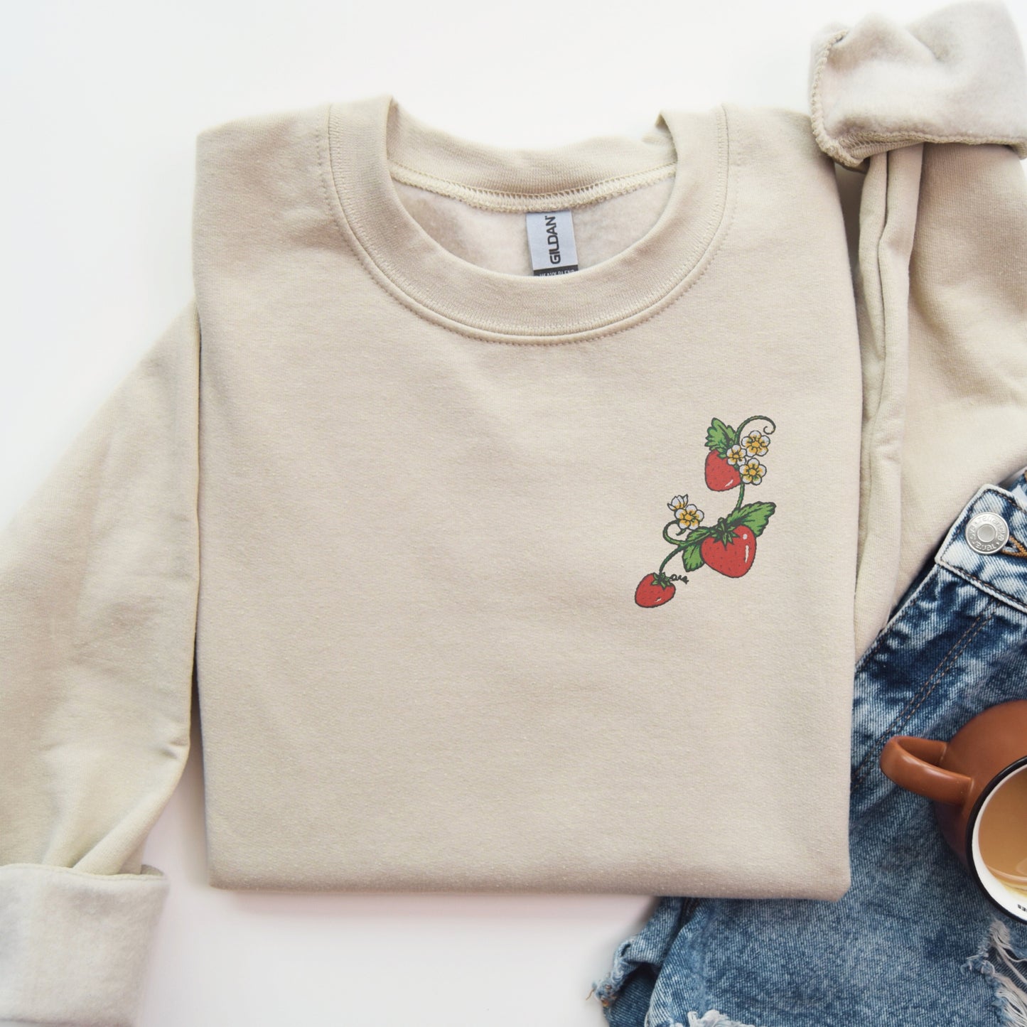 Embroidered Strawberry Delight Sweatshirt 🍓