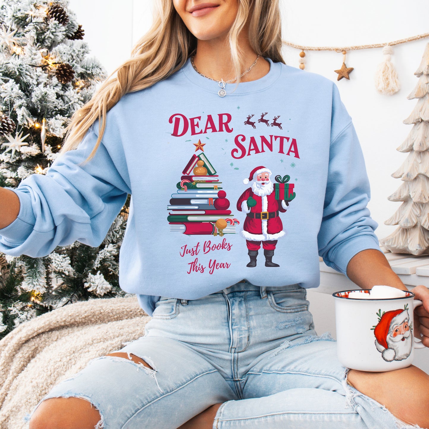 Dear Santa, Just Books This Year Christmas Sweatshirt 📚🎅