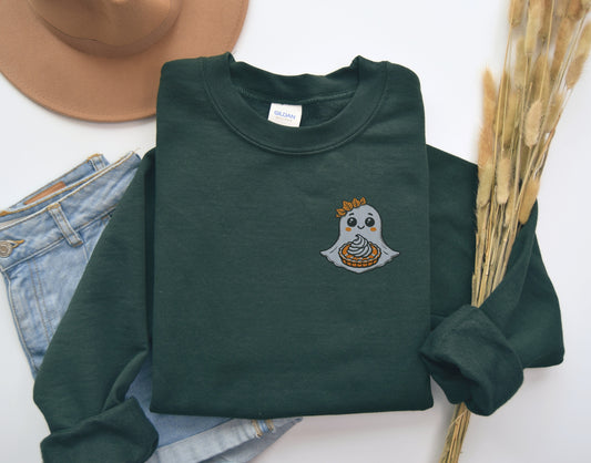 🍂 Pumpkin Pie Ghost Embroidered Sweatshirt