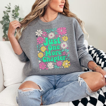 "Just One More Chapter" Floral Bookworm Sweatshirt 📚🌸