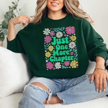 "Just One More Chapter" Floral Bookworm Sweatshirt 📚🌸