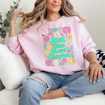 "Just One More Chapter" Floral Bookworm Sweatshirt 📚🌸