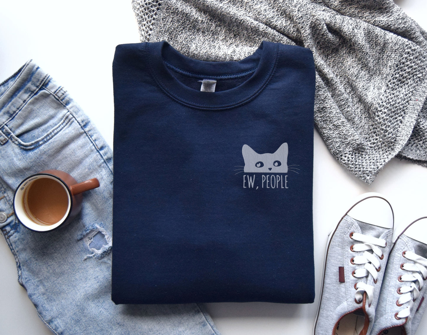 😼 "Ew, People" Cozy Cat Sweatshirt