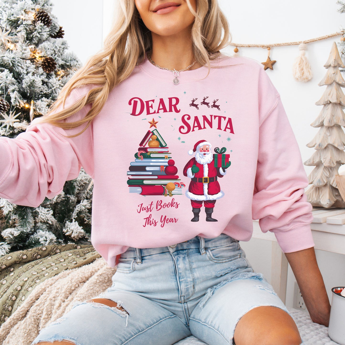 Dear Santa, Just Books This Year Christmas Sweatshirt 📚🎅