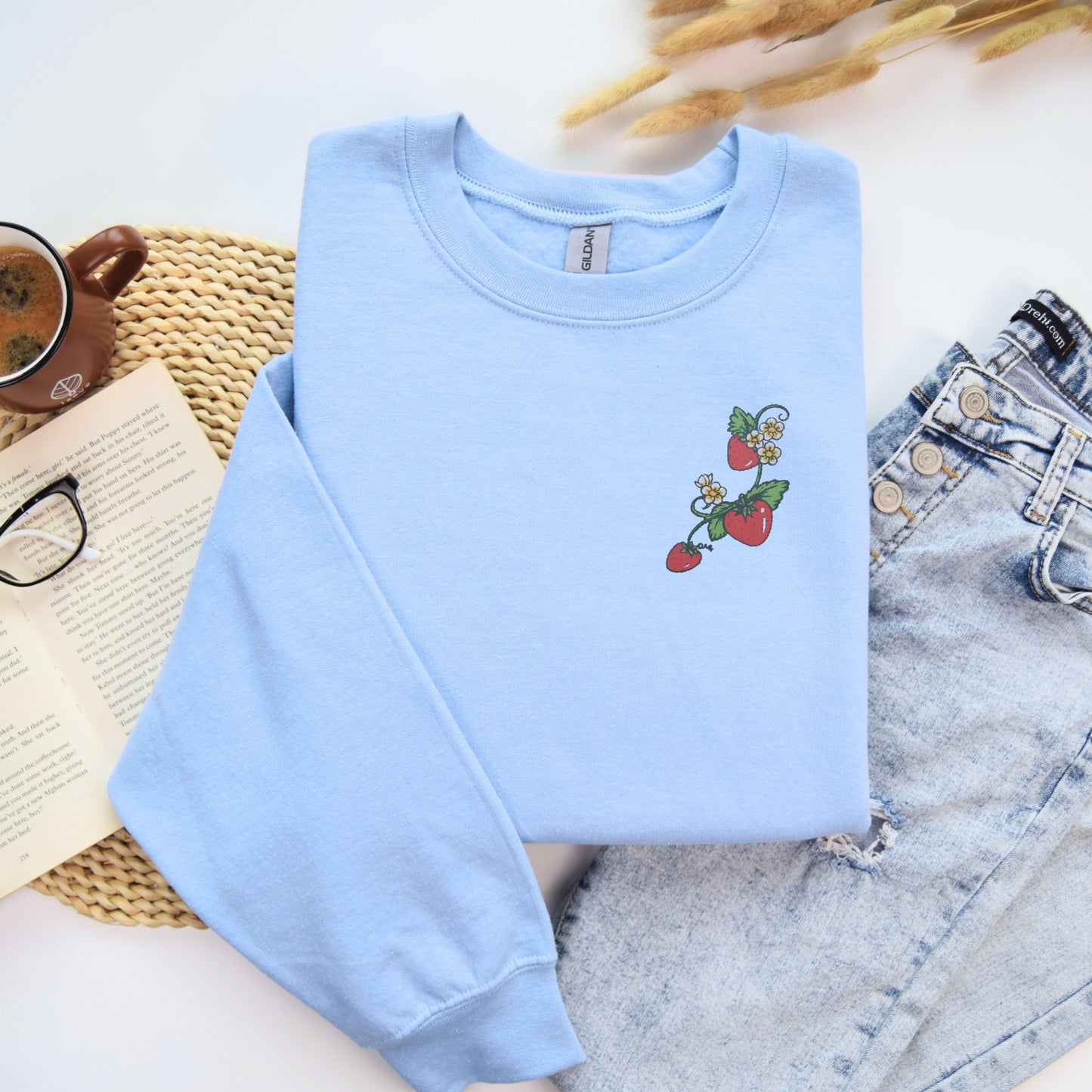 Embroidered Strawberry Delight Sweatshirt 🍓