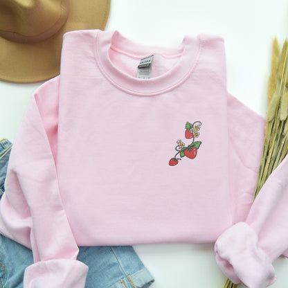 Embroidered Strawberry Delight Sweatshirt 🍓