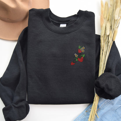 Embroidered Strawberry Delight Sweatshirt 🍓