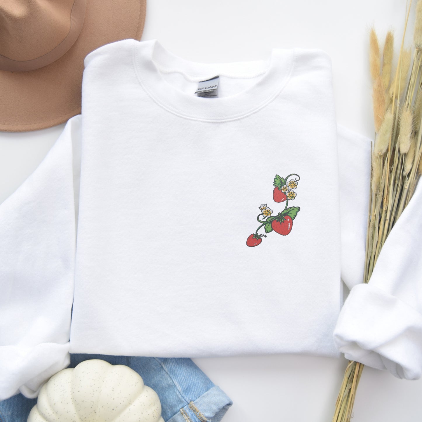 Embroidered Strawberry Delight Sweatshirt 🍓