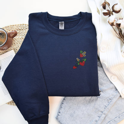 Embroidered Strawberry Delight Sweatshirt 🍓