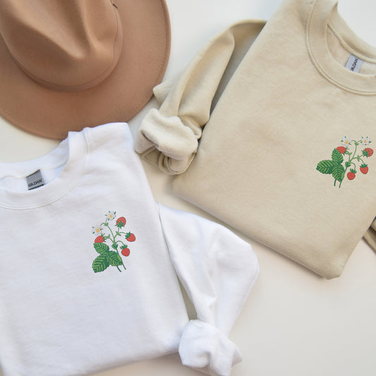 Embroidered Strawberry Cottagecore Sweatshirt 🍓