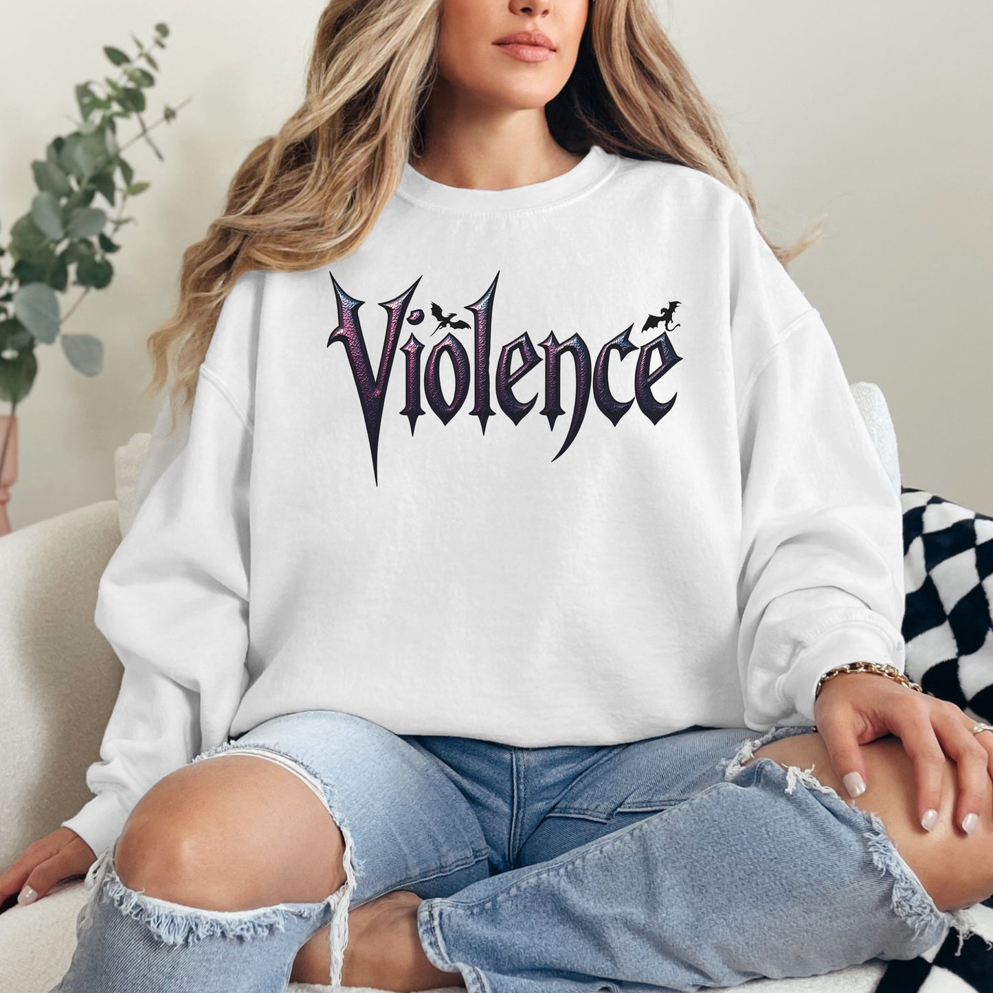 🖤 "Violence" Graphic Sweatshirt | Fourth Wing Bookish Gift 🐉