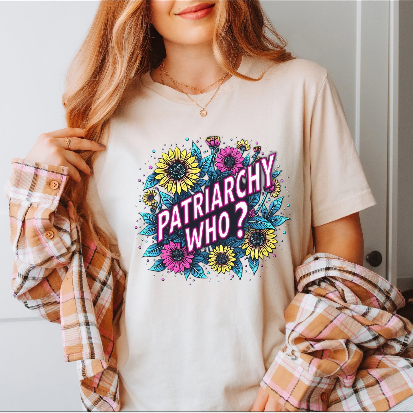 "Patriarchy Who?" Floral Statement Tee 🌼🌸