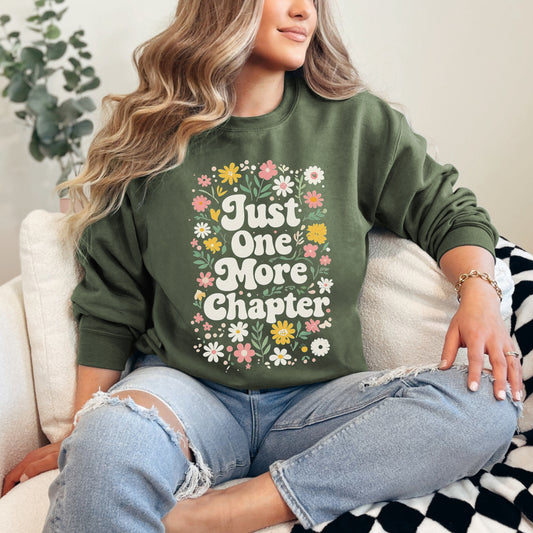 "Just One More Chapter" Retro Floral Sweatshirt 📖🌼