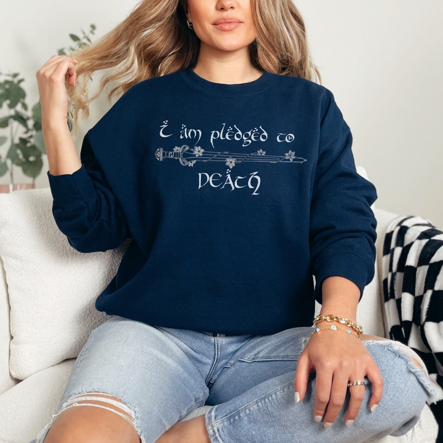 🌿✨ "I Am Pledged to Death" Sweatshirt - LOTR-Inspired Feminist Apparel 🌟📚