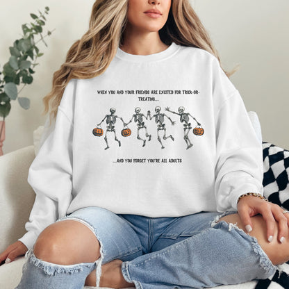 🎃 Funny Skeleton Trick-or-Treating Sweatshirt 🎃