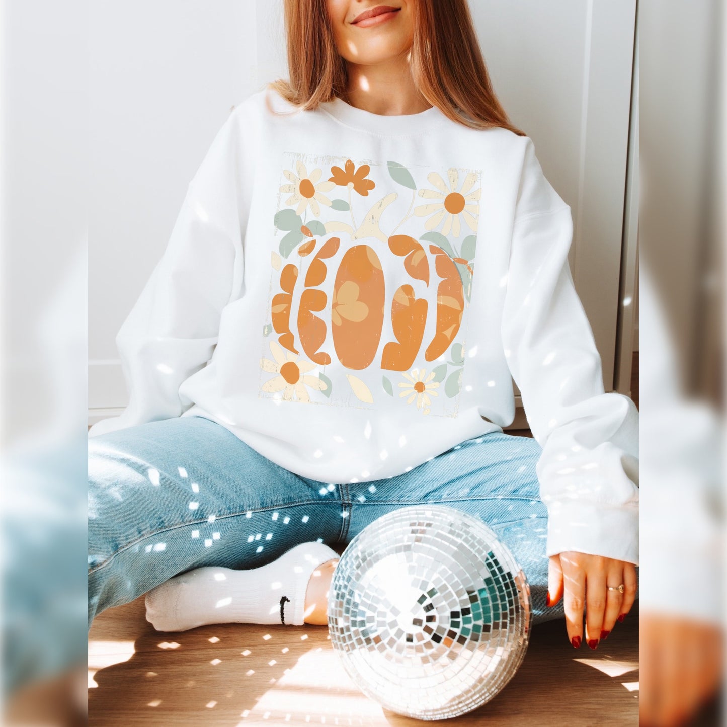 Floral Pumpkin Oversized Crewneck 🌻🍂