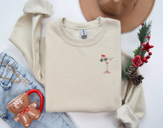 Embroidered Cherry Martini Sweatshirt🍒🍸