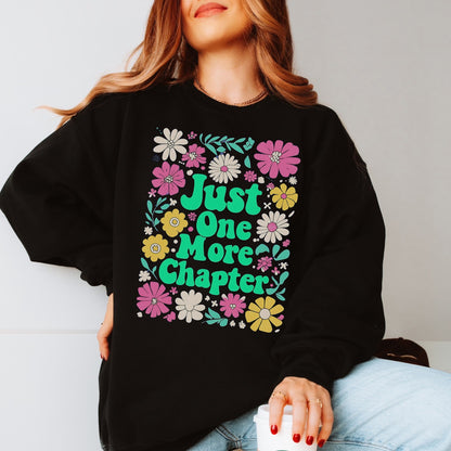 "Just One More Chapter" Floral Bookworm Sweatshirt 📚🌸