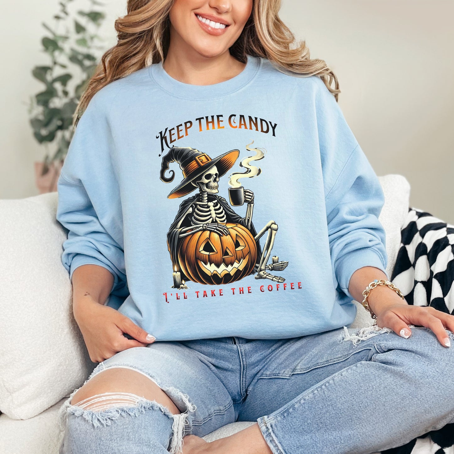 🎃 Keep the Candy, I'll Take the Coffee Sweatshirt – Perfect for Spooky Season!