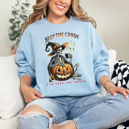 🎃 Keep the Candy, I'll Take the Coffee Sweatshirt – Perfect for Spooky Season!