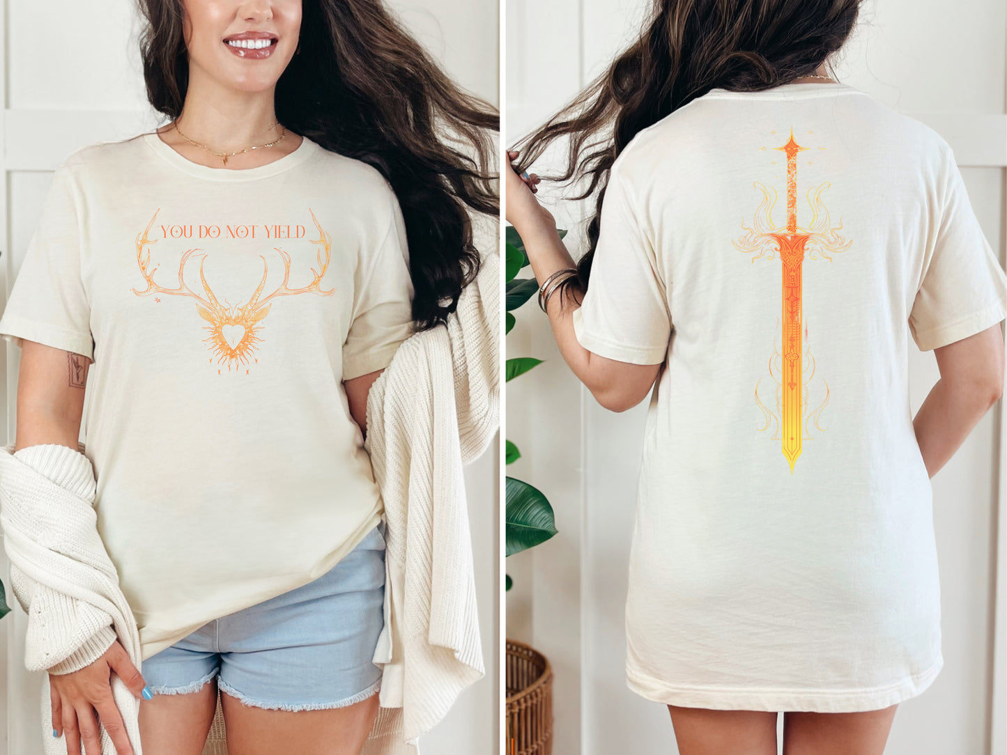 🦌 Throne of Glass T-Shirt - You Do Not Yield Quote - Sword & Stag Design 🦌