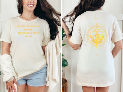 🔥 Aelin Galathynius Fantasy Shirt - "Ash and Fire" Quote with Fiery Sword Graphic 🔥