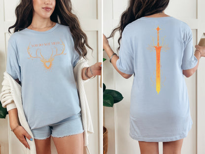 🦌 Throne of Glass T-Shirt - You Do Not Yield Quote - Sword & Stag Design 🦌