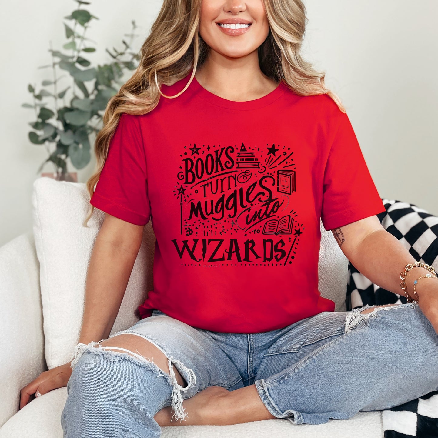 📚 Books Turn Muggles into Wizards T-Shirt – Embrace the Magic of Reading