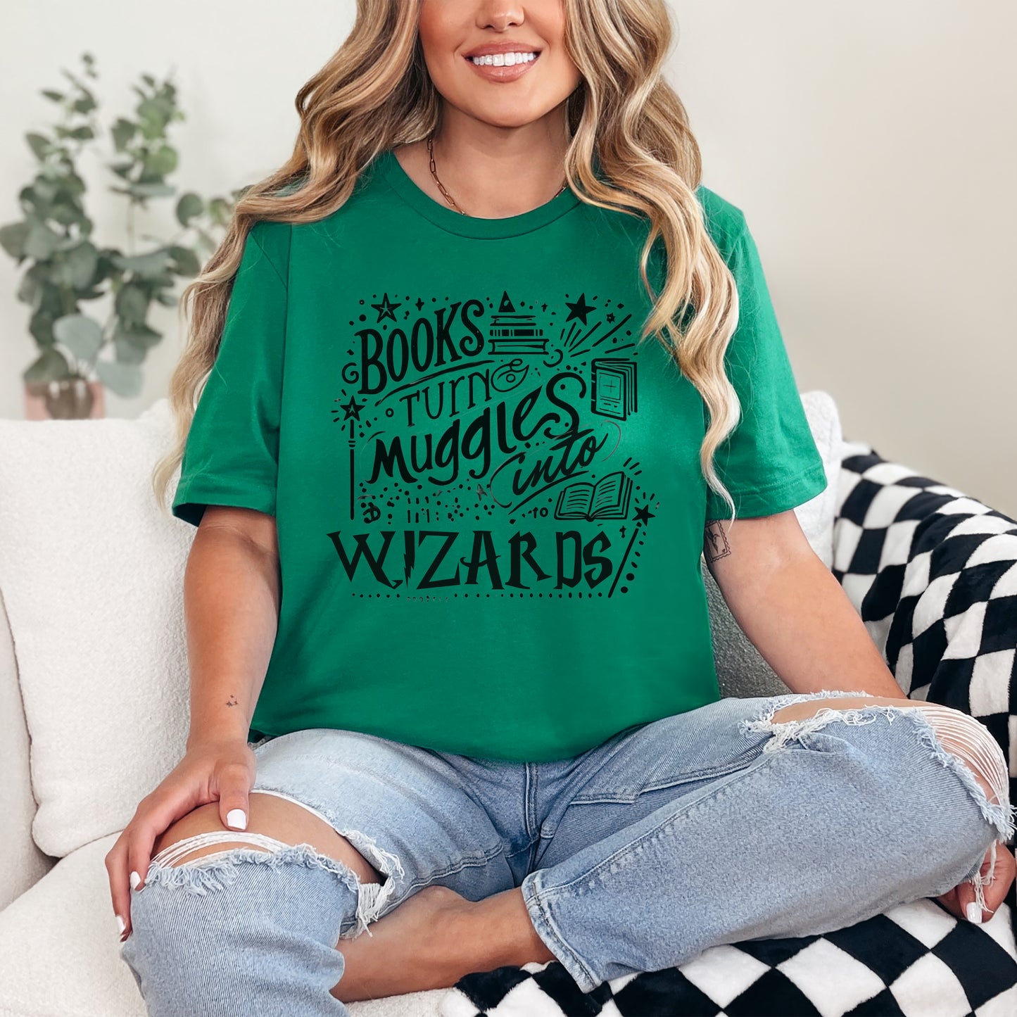 📚 Books Turn Muggles into Wizards T-Shirt – Embrace the Magic of Reading