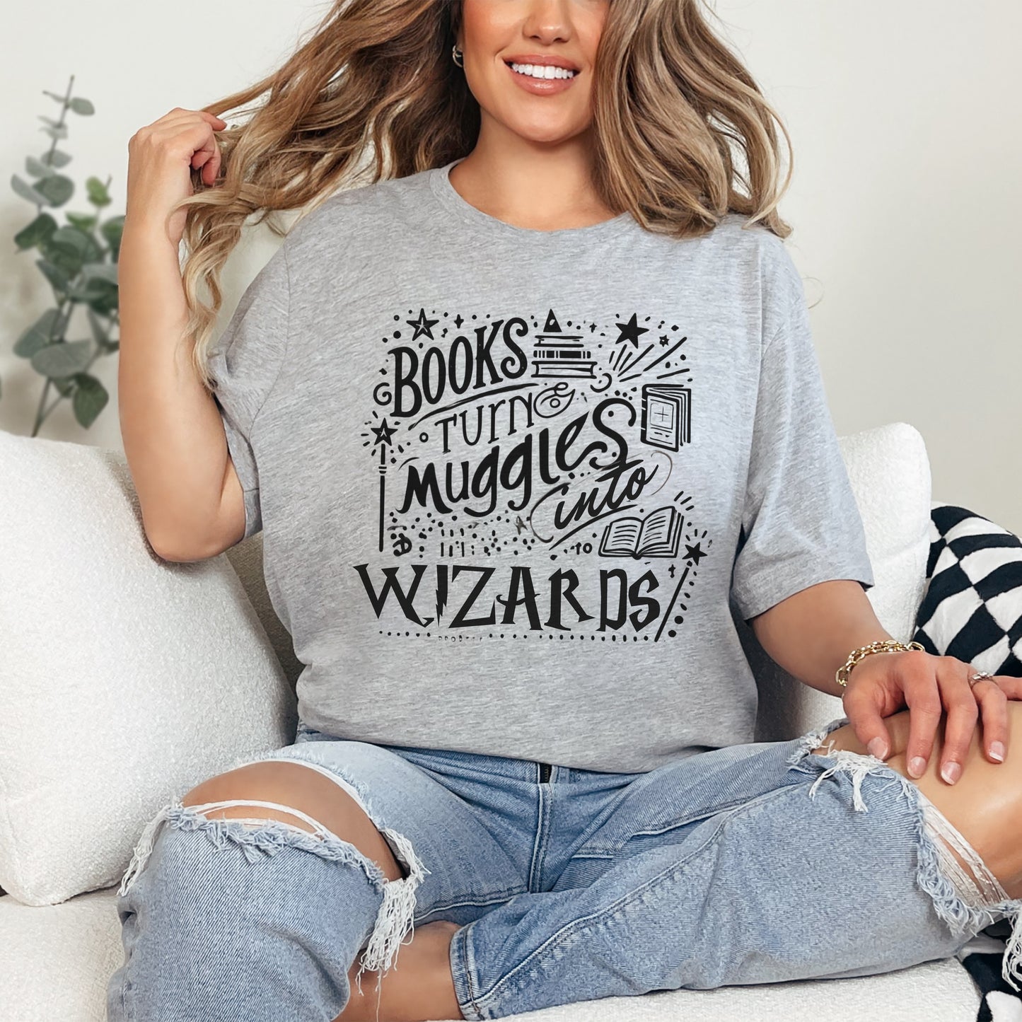 📚 Books Turn Muggles into Wizards T-Shirt – Embrace the Magic of Reading