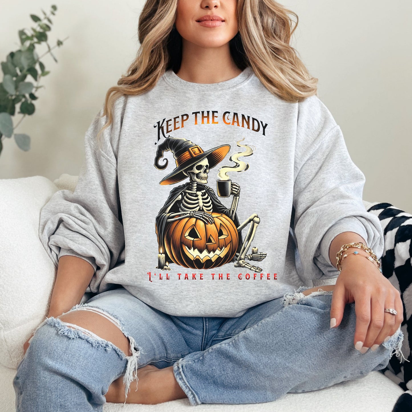 🎃 Keep the Candy, I'll Take the Coffee Sweatshirt – Perfect for Spooky Season!