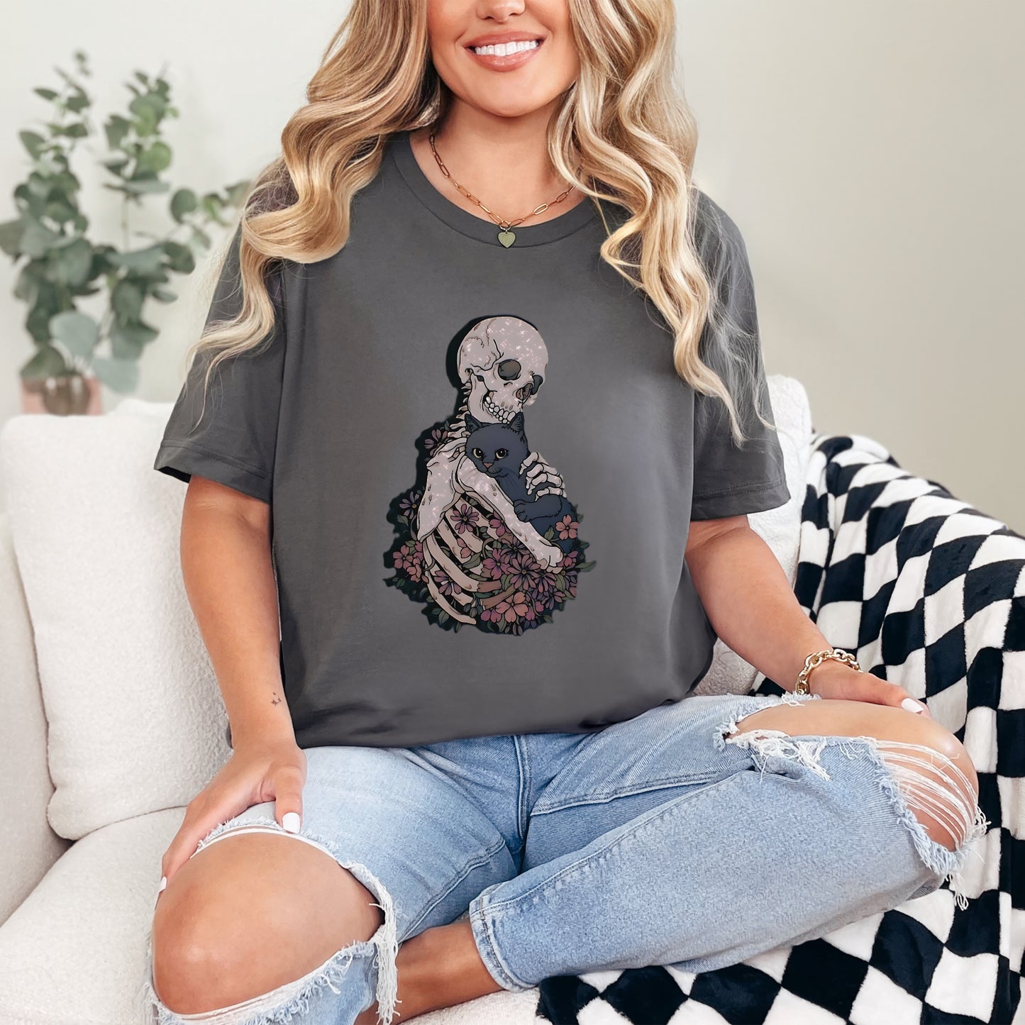 💀 Skeleton & Cat Lover T-Shirt