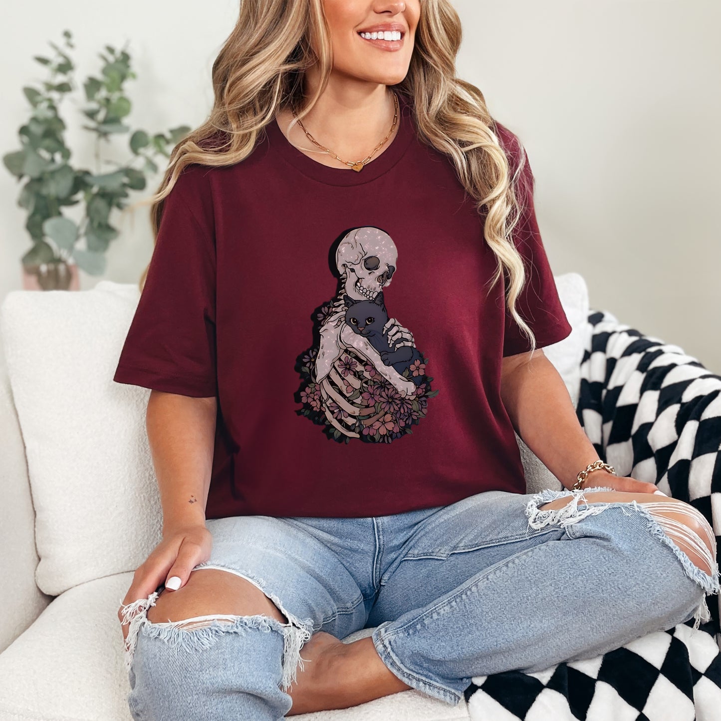 💀 Skeleton & Cat Lover T-Shirt