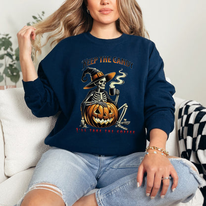 🎃 Keep the Candy, I'll Take the Coffee Sweatshirt – Perfect for Spooky Season!