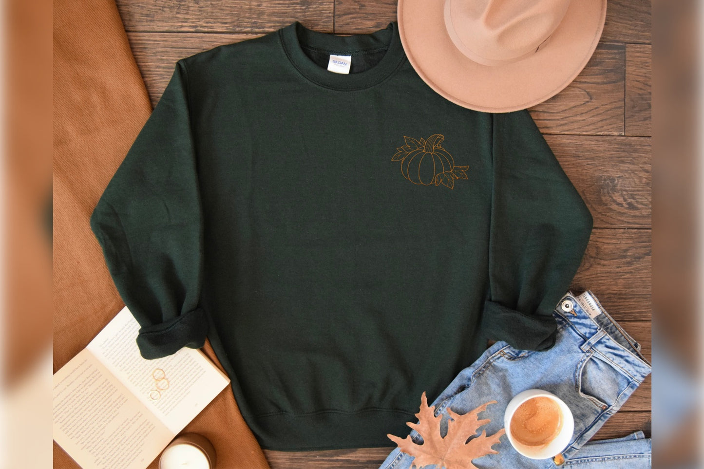 Hello Pumpkin Embroidered Fall Crewneck 🎃🍂