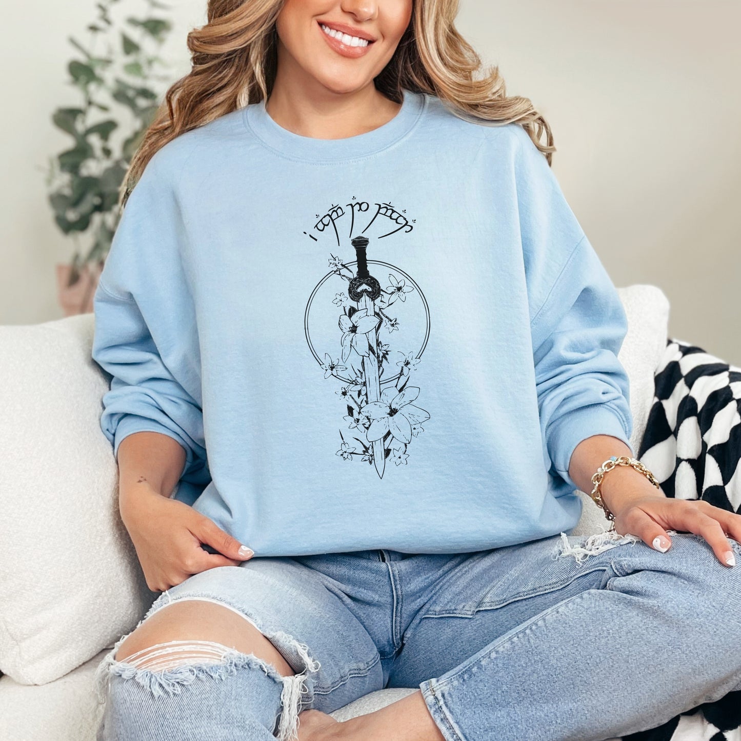 🧝‍♂️ Elvish Sword and Floral Sweatshirt – Elegance Meets Fantasy